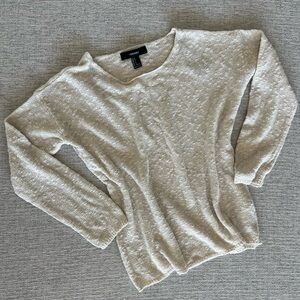 Forever 21 Cream Knit Open-Weave Pullover